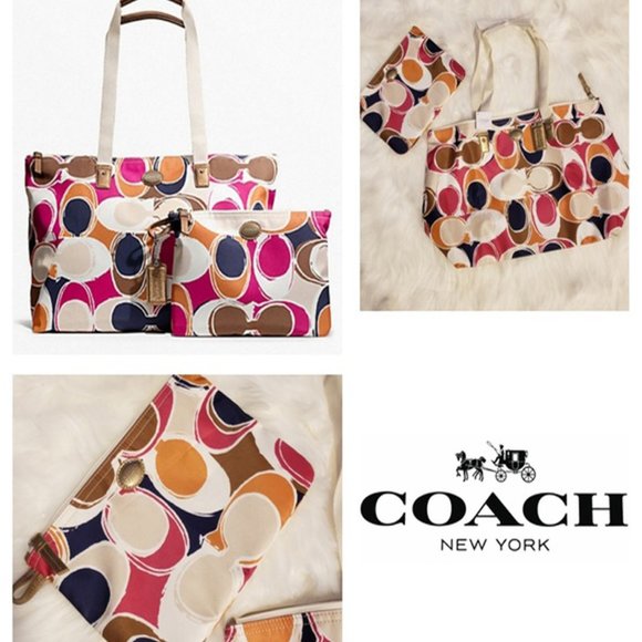 NEW COACH WEEKEND TOTE TRAVEL SHOULDER CARRY ALL… - Picture 3 of 4